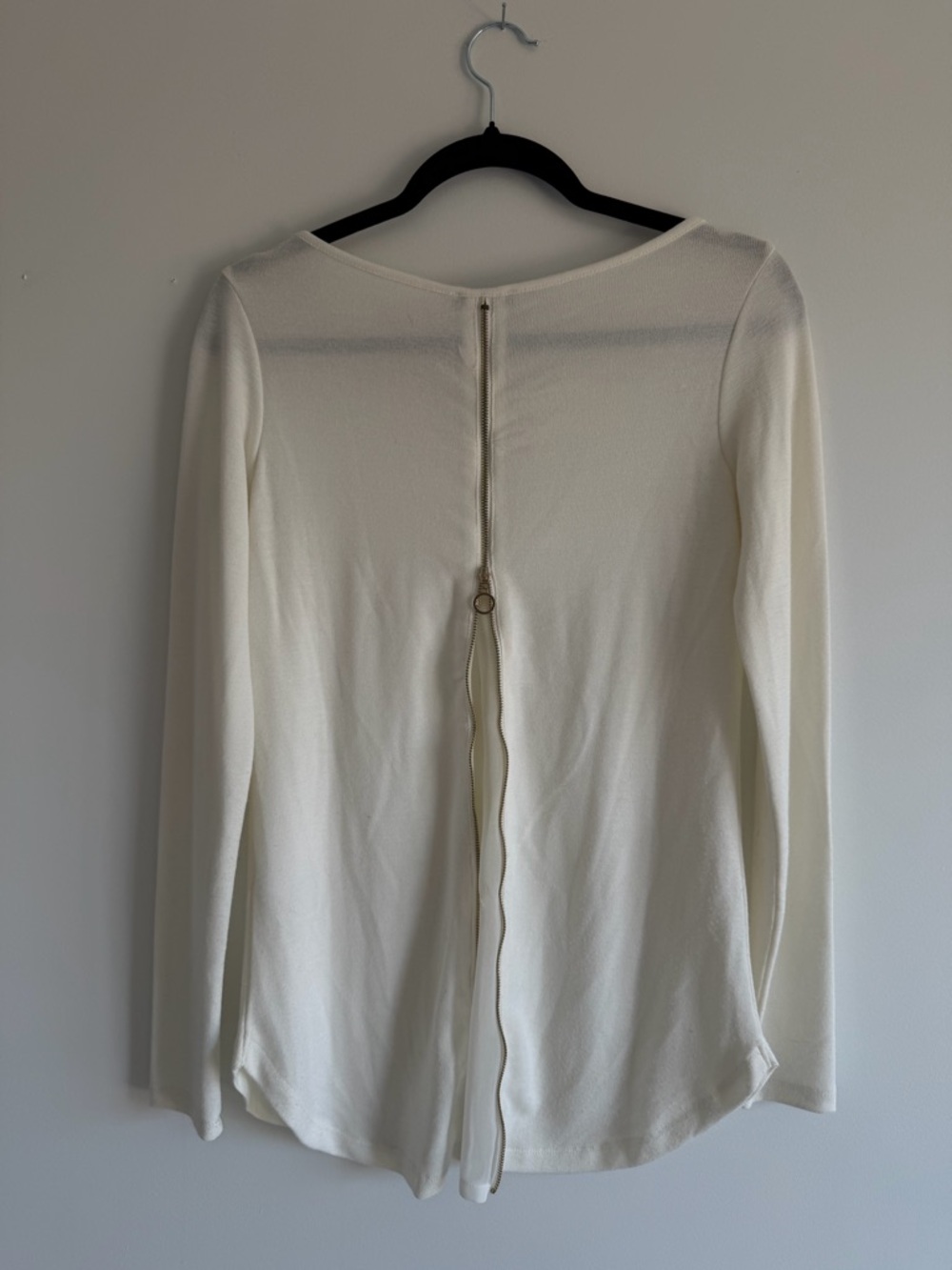 Dynamite Cream Long Sleeve Top | Open Back Zip Detail | Size XS - Picture 3 of 5